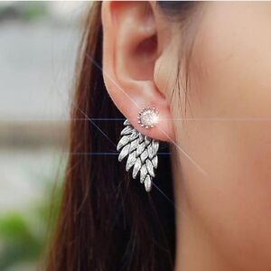 Women’s Jewelry Unique Elegant Cute  Silver Wing Short Dangle Earrings